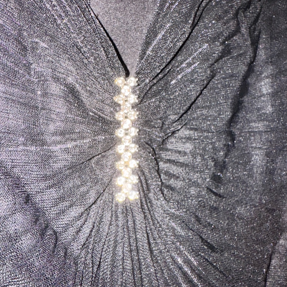 ONYX Nite Black Pleated Evening Dress Size 18 Rhinestone Detail - Picture 4 of 6